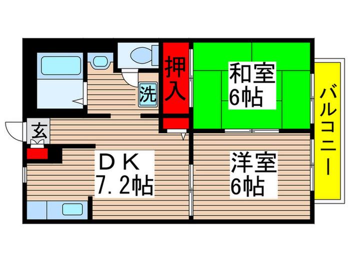 ジョリエ勝田台(2DK/2階)の間取り写真