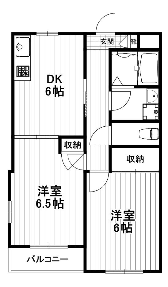 クレスト山野(2DK/2階)の間取り写真