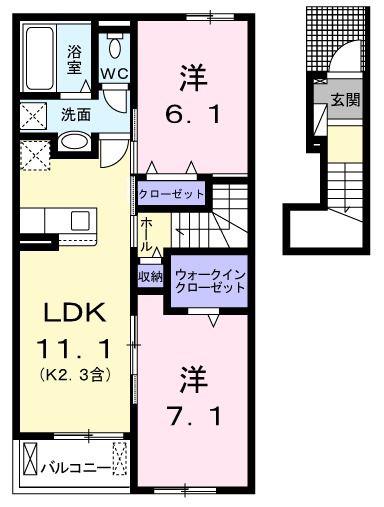 ル パラディ(2LDK/2階)の間取り写真
