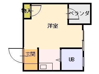 グーテONE(1K/4階)の間取り写真