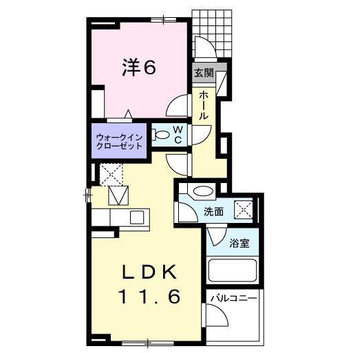 ラウレアA(1LDK/1階)の間取り写真