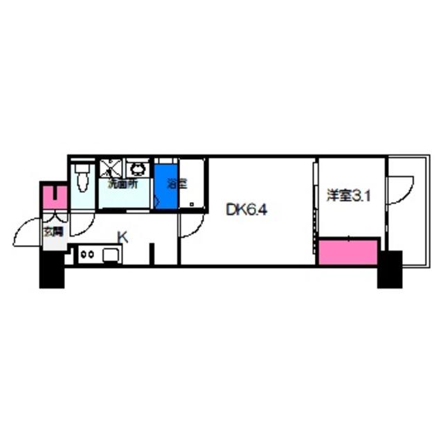 メイクス大阪鶴見(1DK/3階)の間取り写真