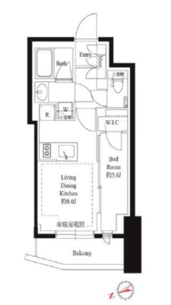 343レジデンス後楽園(1LDK/3階)の間取り写真