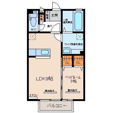 ハピネス大泉(1LDK/2階)の間取り写真