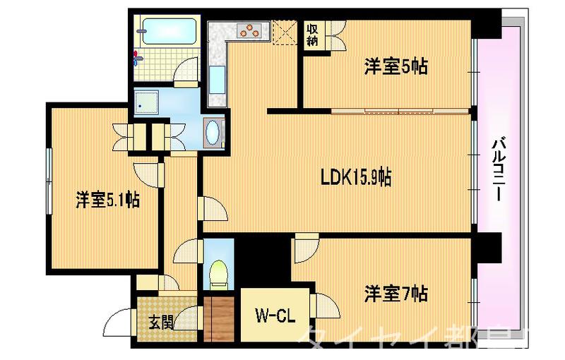 セントプレイスタワー(3LDK/4階)の間取り写真