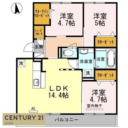 ピュアライト文京町(3LDK/3階)の間取り写真