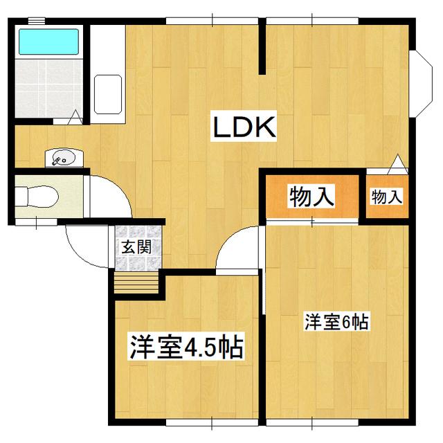 フォークスビレッヂII(2LDK/1階)の間取り写真