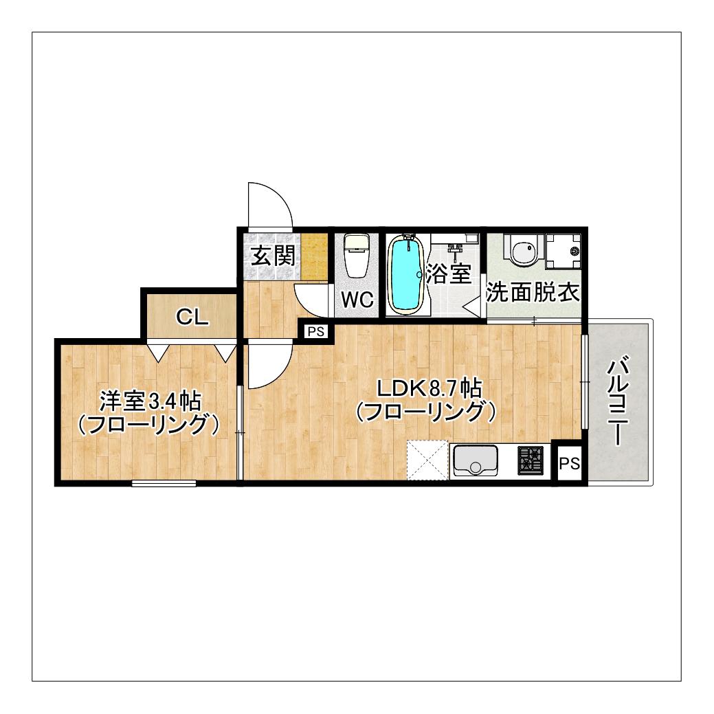 CASAGARDEN 筑紫野(1LDK/2階)の間取り写真