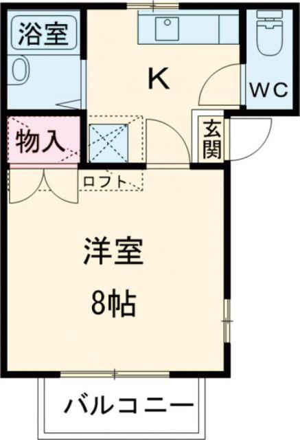 湘南ハイツ C棟(1K/1階)の間取り写真