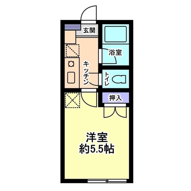 信開セルーラ山代温泉南1(1K/1階)の間取り写真