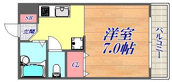 奥ハイツⅡ(1K/2階)の間取り写真