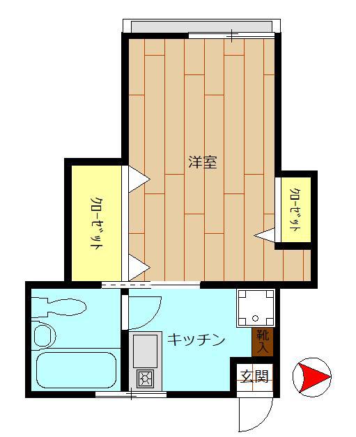 Kハイツ(1K/2階)の間取り写真