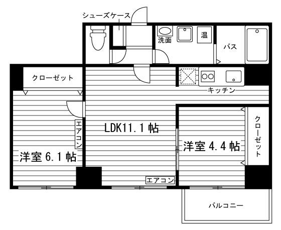 ルラシオン北7条(2LDK/2階)の間取り写真