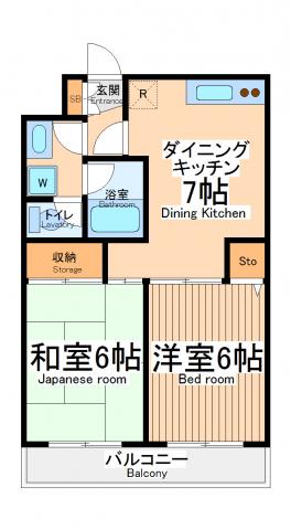 レジデンスインザマ(2DK/2階)の間取り写真