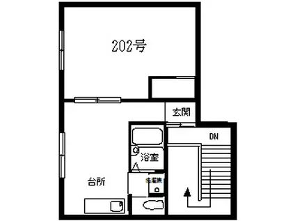 ヴェルデ城東(1K/2階)の間取り写真