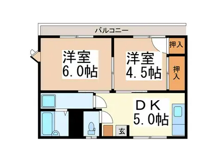 ファーストハイツ(2DK/1階)の間取り写真