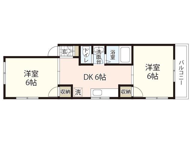 霞ハイツ(2DK/2階)の間取り写真