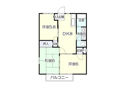 ファミール山口(3DK/2階)の間取り写真