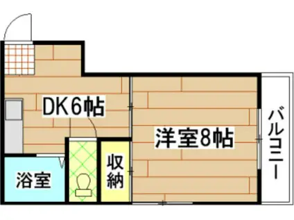 ハイム西旭(1DK/4階)の間取り写真