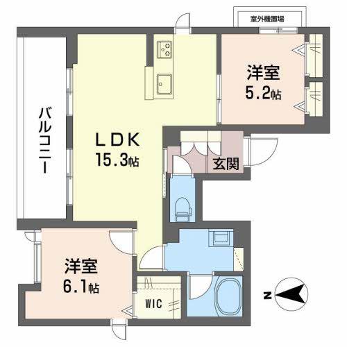 カルハート桂(2LDK/3階)の間取り写真