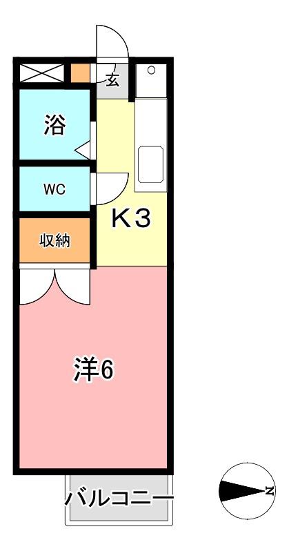 ゼフィールC棟(1K/1階)の間取り写真