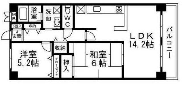 ライオンズマンション姫路東今宿(2LDK/12階)の間取り写真