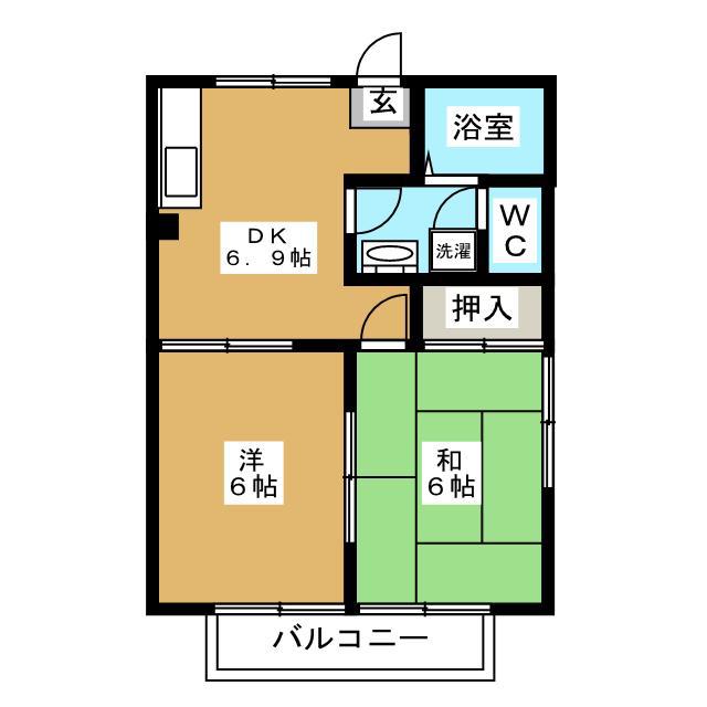 フジコーポ(2DK/1階)の間取り写真