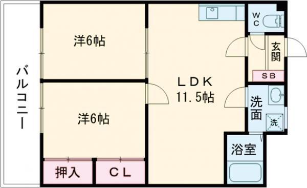 アーバンハイム(2LDK/3階)の間取り写真