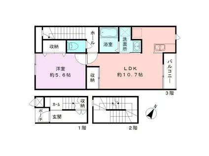 ベル・ヴェール田中町(1LDK/3階)の間取り写真