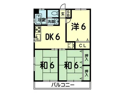 レジデンスアリヤス(3DK/1階)の間取り写真