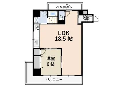荘苑南久屋(1LDK/5階)の間取り写真
