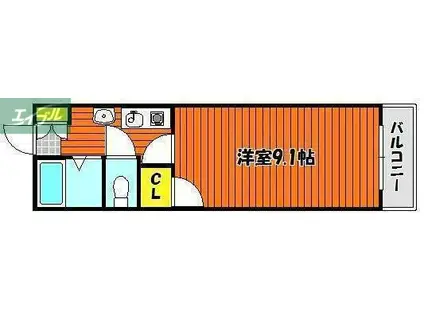 ピュアメゾン五月(1K/3階)の間取り写真