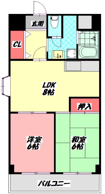 グリーンプラザマンション(2DK/4階)の間取り写真