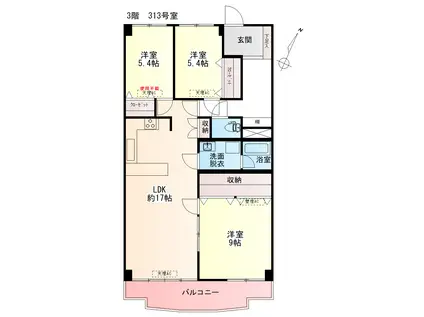 ファインコール91(3LDK/3階)の間取り写真