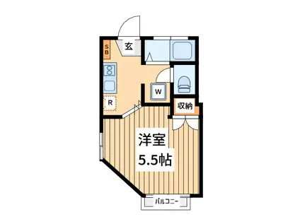 ウェル国立(1K/1階)の間取り写真