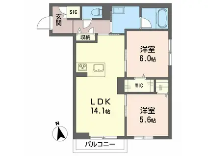 シャーメゾンMII(2LDK/1階)の間取り写真
