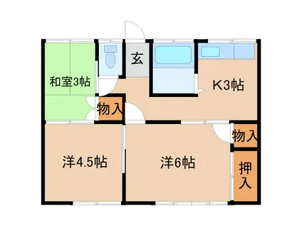 筑西市板橋53-1アパート(3K/1階)の間取り写真