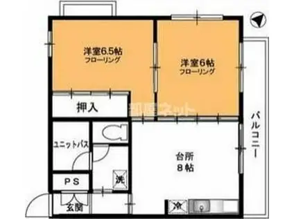 マンションストーク(2DK/2階)の間取り写真