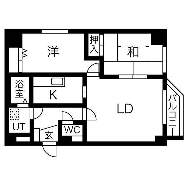 ピュアコート北33条(2LDK/8階)の間取り写真