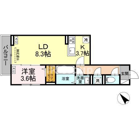 セレスティア白鳥(1LDK/3階)の間取り写真