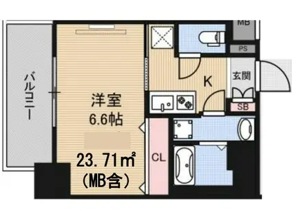 LUXE海老江II(1K/5階)の間取り写真