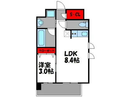 フローレンス桜坂(1LDK/6階)の間取り写真