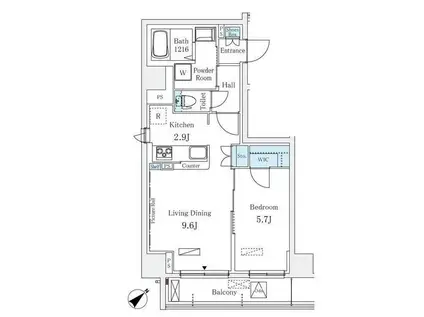 RAUM麻布十番(1LDK/3階)の間取り写真