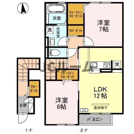 ルピナ A(2LDK/2階)の間取り写真