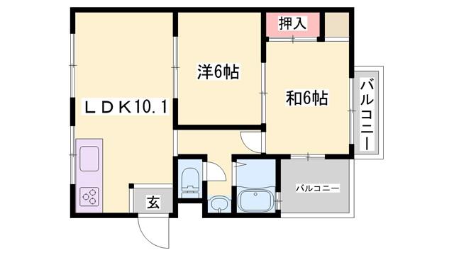 三景コーポ(2LDK/3階)の間取り写真