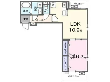 フロイエI(1LDK/3階)の間取り写真