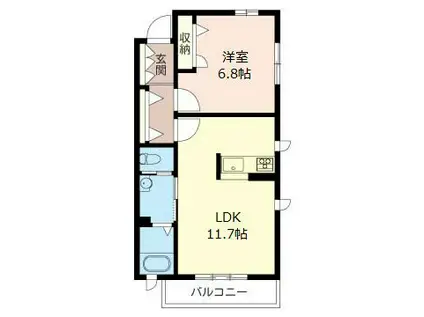 ベラビスタC(1LDK/1階)の間取り写真