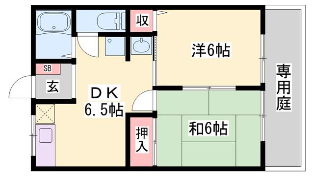 ビラウイング(2DK/1階)の間取り写真