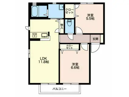 SH・フォーレス光 B(2LDK/1階)の間取り写真