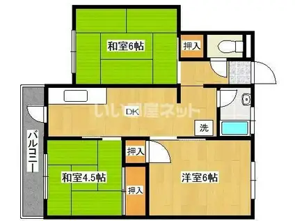 第2五和荘(3DK/3階)の間取り写真